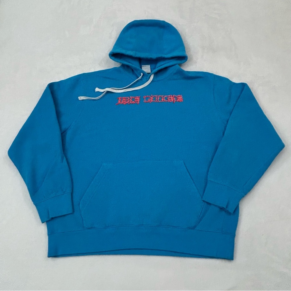 Nike Swoosh Logo Be Nice Teal Blue & Pink Pullover Hoodie Sweatshirt Mens Size L